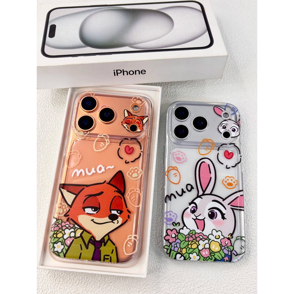 Lucu Kelinci Rubah Couple Case Untuk Iphone 16 Pro Max 17 Pro Max 17 Air 15 Plus 14 13 12 Mini Xr 16