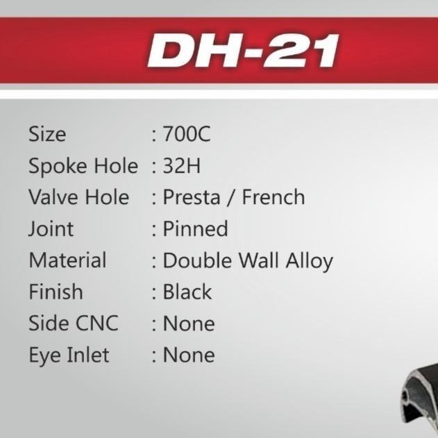 Rims Velg Araya 700 Dh-21 32 Hole Disc Brake Etrto 21-622 Lebar 26Mm Hitam 32H Araya Dh21 Tinggi