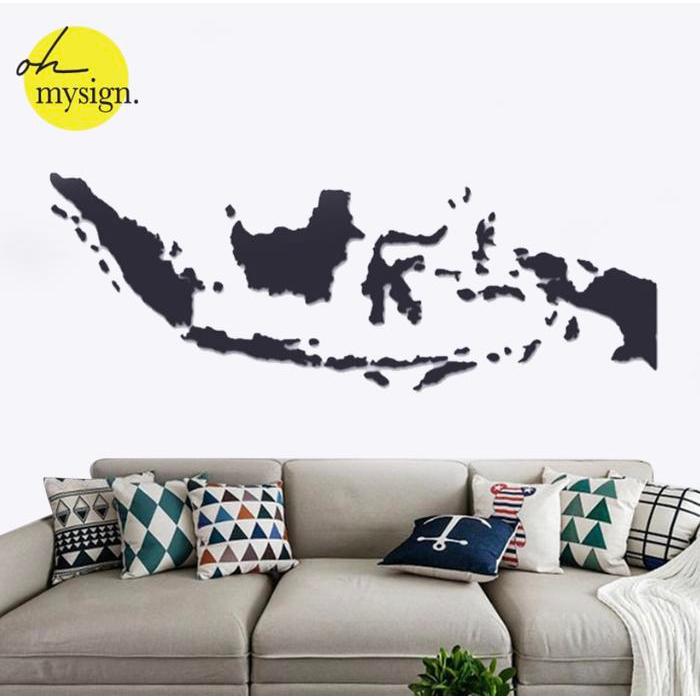 Peta Indonesia Wall Sticker Akrilik Timbul Dekorasi Hiasan Dinding