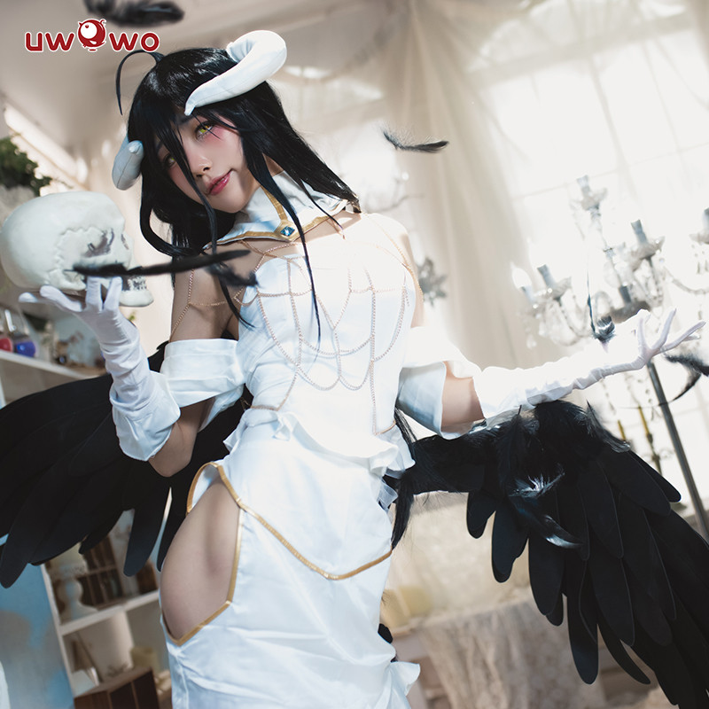 In Stock Uwowo Anime Albedo Cosplay Costume Halloween Christmas Costume Cos Women White Dress