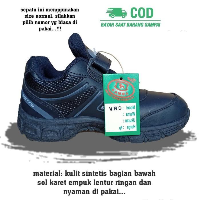 Homyped - Sepatu Sekolah Anak Laki Laki Perempuan Cewek Cowok Warna Hitam Tali Perekat Rekat Velcro