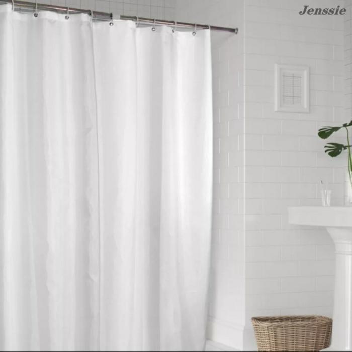 SHOWER CURTAIN 180X180 TEXTILE/SHOWER CURTAIN KAIN 180CM/ KORDEN PUTIH