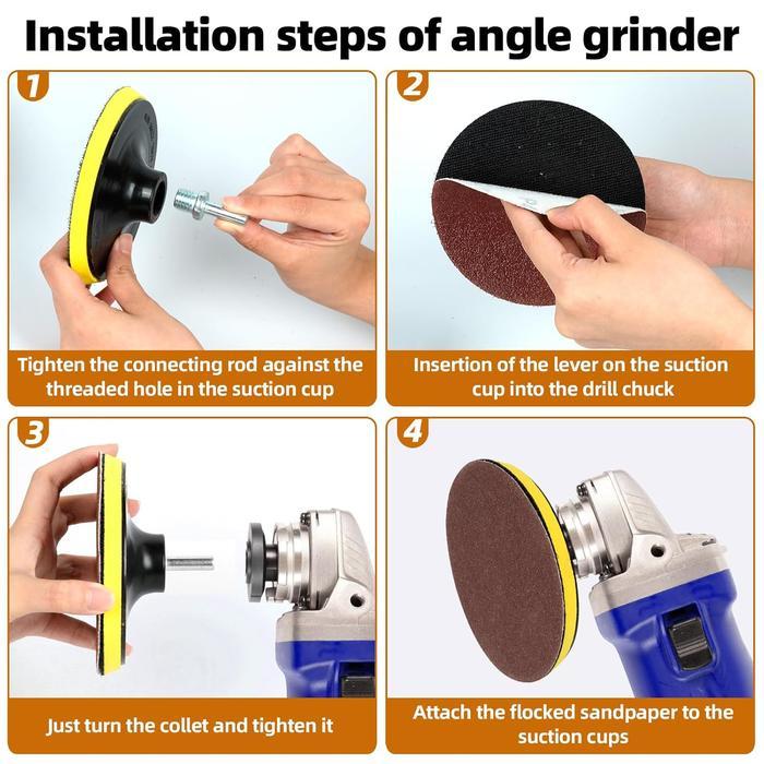 Paket 12PCS Set Tatakan Amplas Pad Velcro + Amplas Bulat Tempel Grit 120 Set Asah Kayu