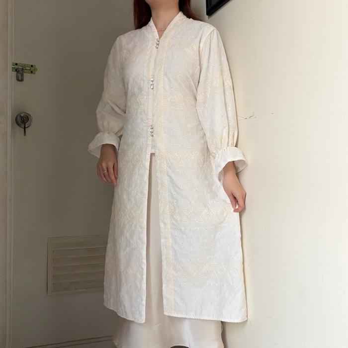 Almira Long Tunik Midi Top Atasan Dress Blouse Wanita Kerja Kondangan Lebaran Raya Wedding Wisuda