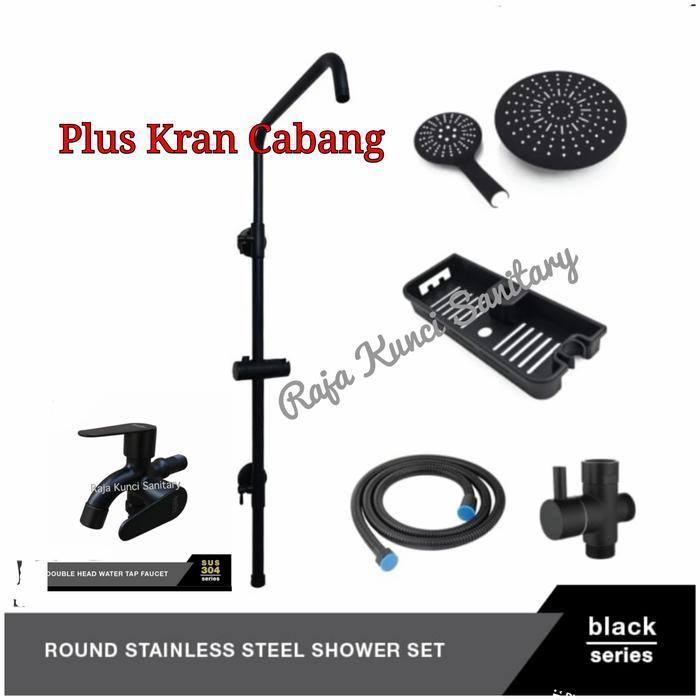 Shower Tiang Black/Hitam/Dingin/Panas Dingin/Shower Column/Shower Set