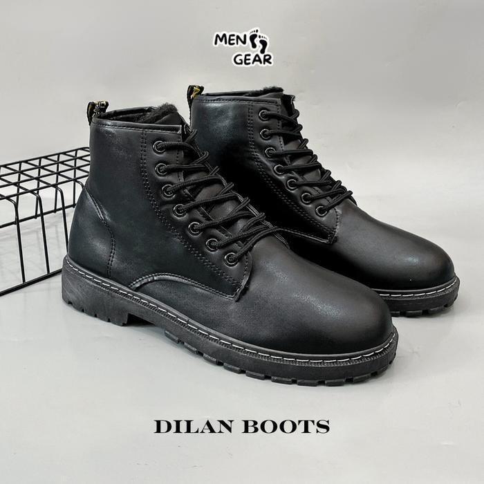 Aerostreet - Dilan Sepatu Boots Pria Formal High Shoes Sepatu Kerja Karet Empuk Hitam