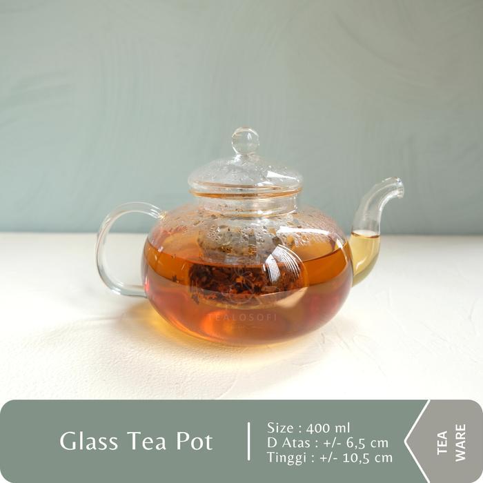 GLASS TEAPOT 400 ML - TEKO KACA TEH - TEALOSOFI TEA