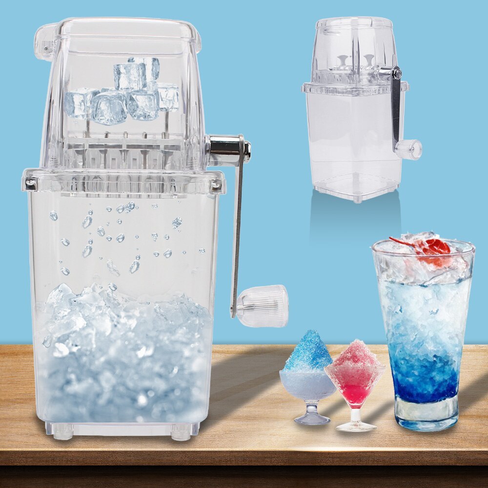 Mesin Pembuat Es Serut Tangan Multifungsi Penghancur Es Manual 1,25L Alat Blender Es Transparan untu