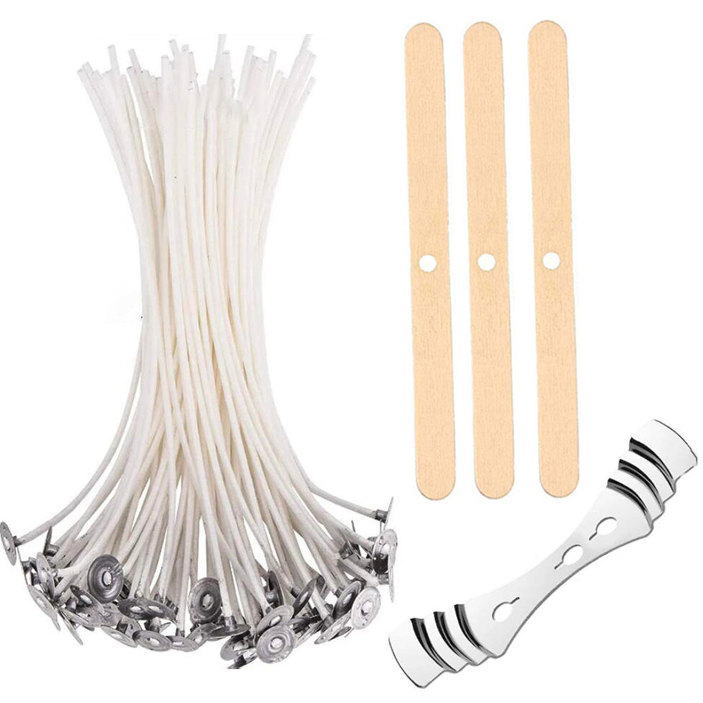 103 Buah Set Sumbu Lilin Katun Lilin dengan Tempat Kayu Set Sumbu Lilin Membuat Perlengkapan Lilin S