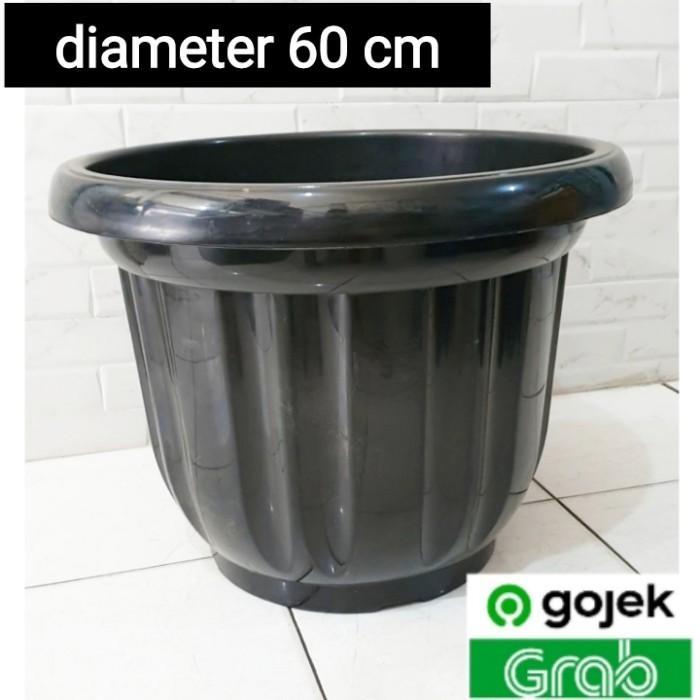POT TANAMAN 60CM BESAR POT BUNGA 60CM HITAM TEBAL JUMBO KUAT TANAMAN BUAH PLASTIK PUTIH ANTI BANTING