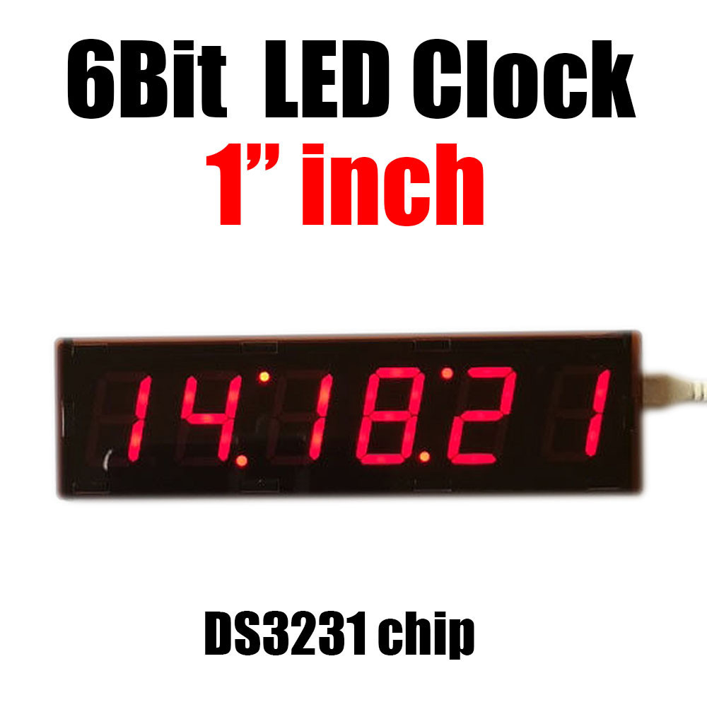 6BIT DIGITAL CLOCK 1INCH LED DIGITAL TUBE TIME 12/24 HOUR DISPLAY MODE HOUR MINUTE SECONDS DS3231