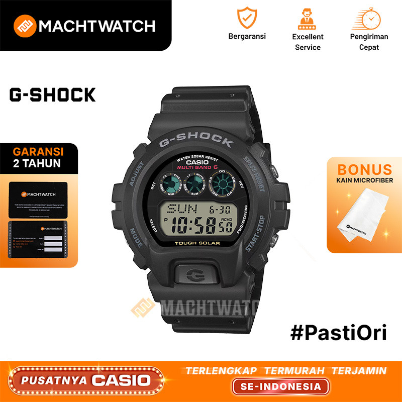 Jam Tangan Pria Casio G-Shock Basic GW-6900U-1JF Tough Solar Black Digital Dial Black Resin Strap (J