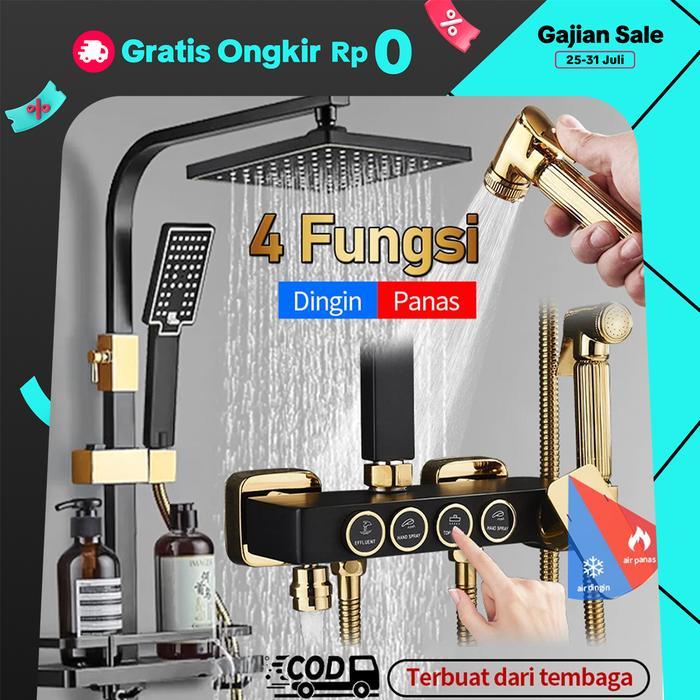 Toto - Shower Mandi Set 4 Fungsi Panas-Dingin Dengan Faucet / Hitam Kepala Shower / Shower Kamar