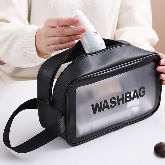 TAS RINGKAS TAS KOSMETIK WASHBAG TRAVEL POUCH MAKE UP ORGANIZER TRANSPARAN WATERPROOF KECIL PORTABLE
