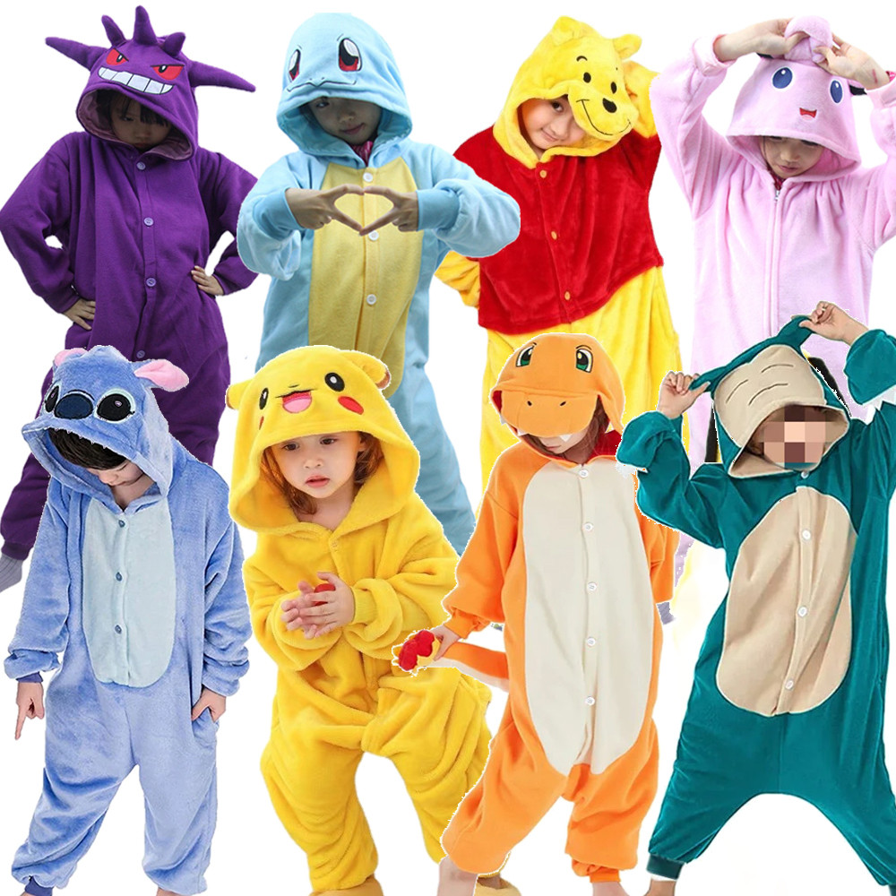 Takara Tomy Pokemon Jigglypuff Pikachu Gengar Snorlax Onesie Kigurumi Kids Cosplay Bulbasaur