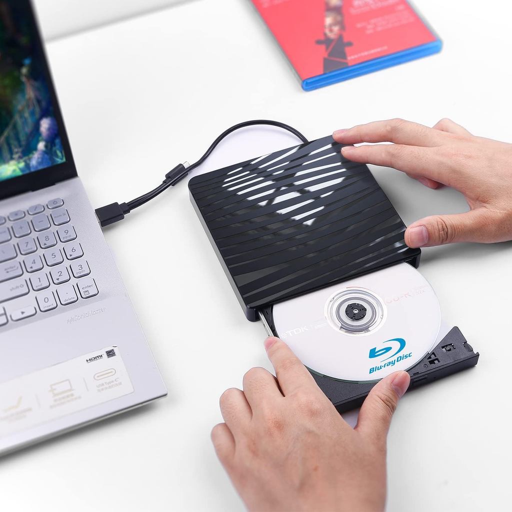 USB3.0 External Blu-ray Optical Drive for Laptop PC Windows 11/10 Mac Portable 3D BD-RW Drive BD DVD
