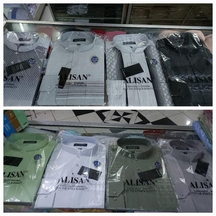 [Alisan ] Koko Alisan Tangan Panjang Bordir Kanan Dan Kiri Baju Koko