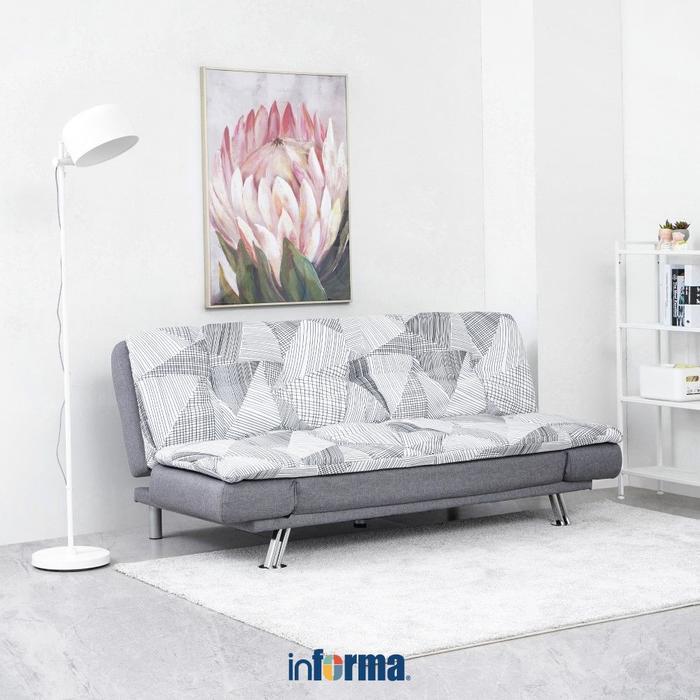 Informa Neo Snowville Sofa Bed Fabric - Abu-Abu Tempat Duduk Multifungsi Sofa Tidur 2In1 Kursi Santa