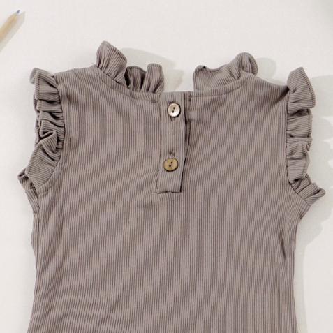 (Free Bandana) 0-18Bln Jumper Ruffle Basic Bayi Jumpsuit Romper Baju Anak Catalog Tmtm Elena