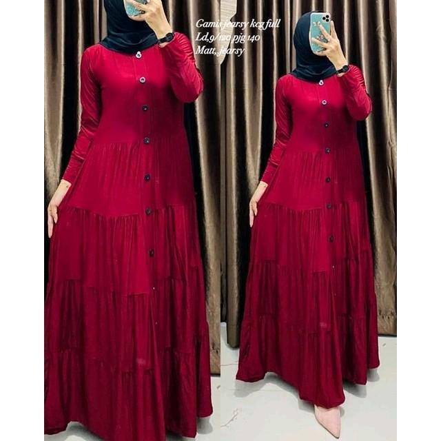 zeni Gamis Kancing Jersey Gamis Murah Kekinian Gamis Warna Polos Hitam Cokelat Navy Putih Biru