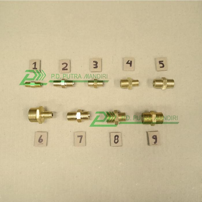 "New" Dobel Nepel 1/2 x 3/8 Kuningan - (Double Nipple)