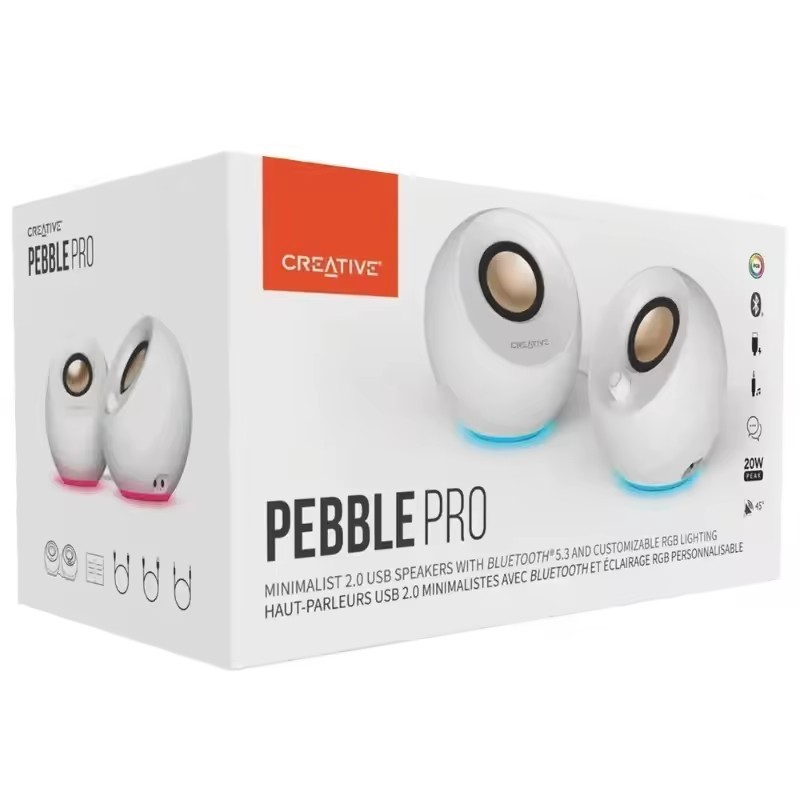 1 Pair Creative Pebble Pro Wireless Speaker RGB Strong Bass Audio Bluetooth 5.3 3D Stereo Surround