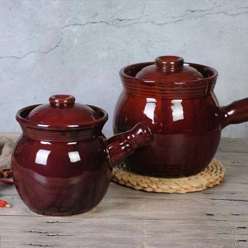 1.1L 1.5L Chinese Casserole Soup Clay Stew Pots Rice Noodle Porridge Milk Cooking Pot Pottery Pot