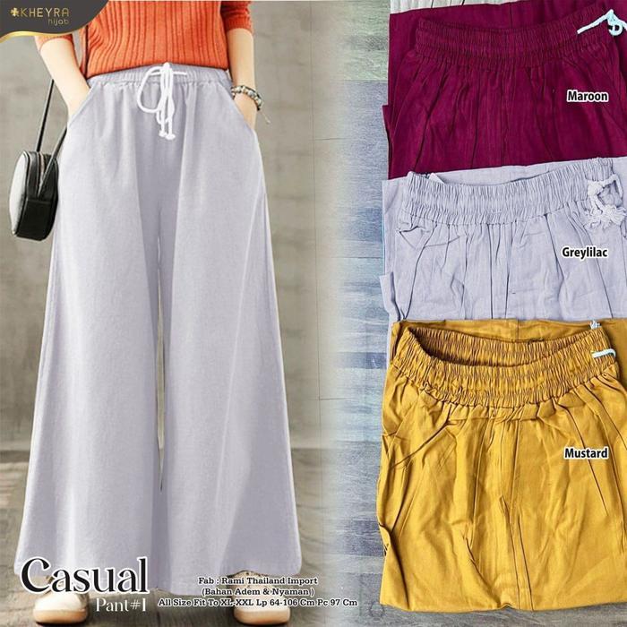 Best Seller Promo Bawahan Celana Kulot Swiss Palazo Linen Rami Xxl Original