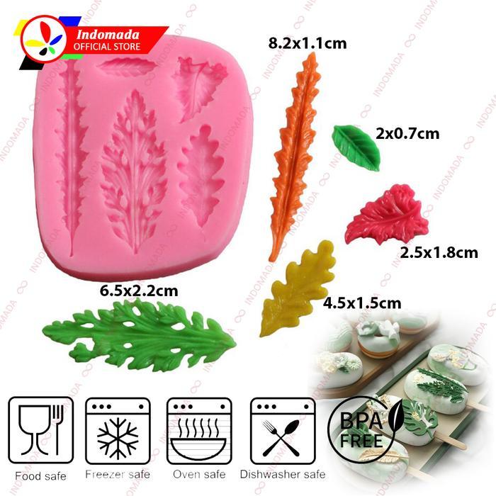 Indomada Cetakan Silikon Puding Fondant Coklat Resin Lem Tembak Daun Panjang Pakis Ranting Alat Hias