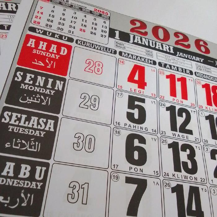 "New" Kalender Dinding Polos Jawa Lengkap 2026 Ukuran 32x48cm Penanggalan Pranata Mangsa Akurat