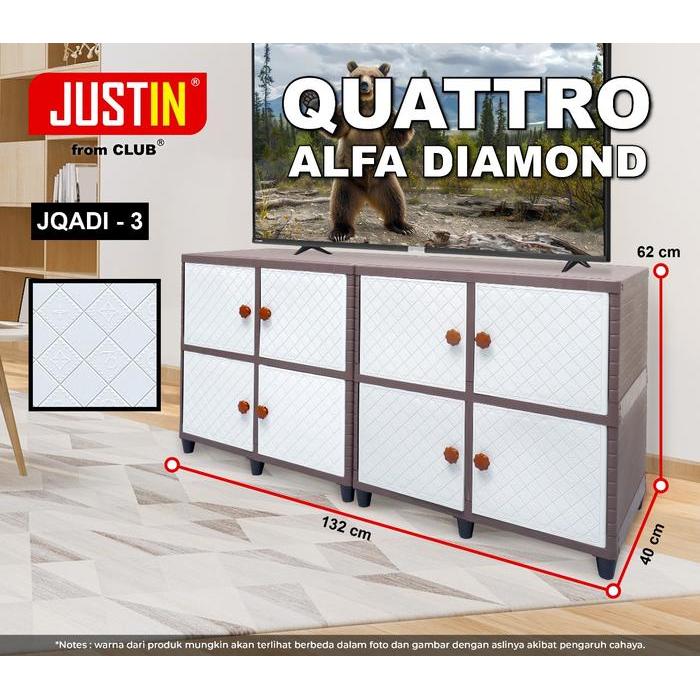 CLUB Justin Quattro - Lemari Plastik Susun - Kabinet Minimalis Plastik - Rak TV Plastik Kuat