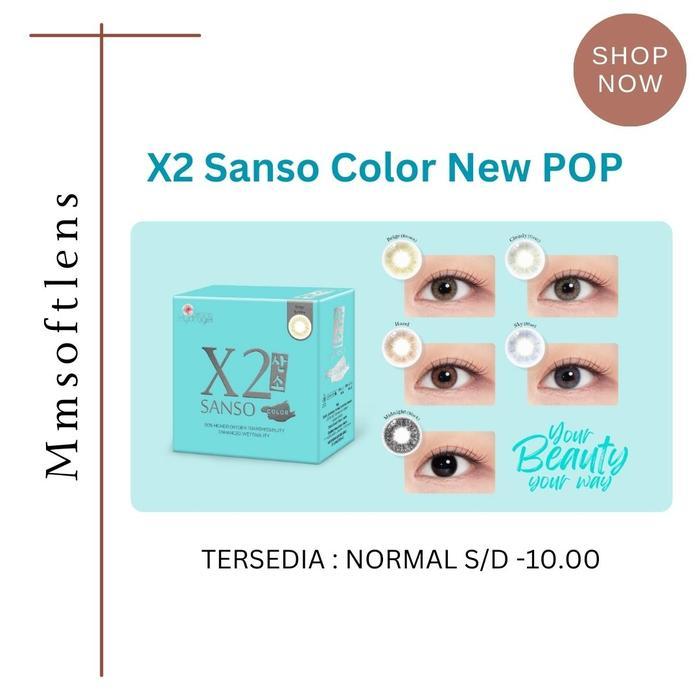 Softlens X2 Sanso Color New Pop Diameter 14.2mm Normal dan Minus