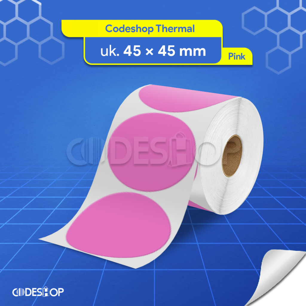 Label Barcode Thermal Bulat Pink 45x45 mm 200 Pcs Printer Barcode