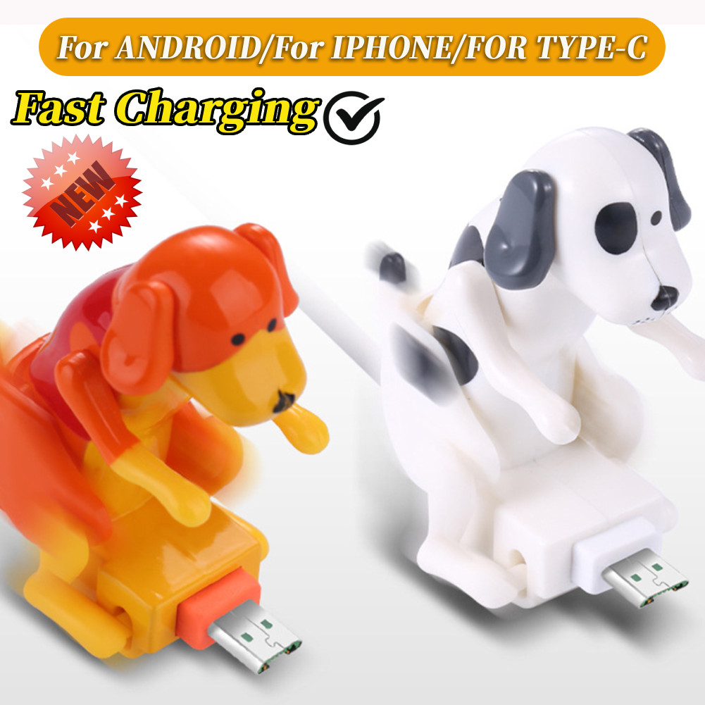 Funny Humping Dog Fast Charger USB/IOS/Type-C Charging Data Cable for Apple Android Phone Portable