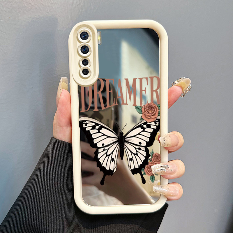 Casing Hp Untuk OPPO A91 OPPO F15 OPPO Reno 3 Case Anggun Rose Butterfly Cermin Kasing silikon Cesin
