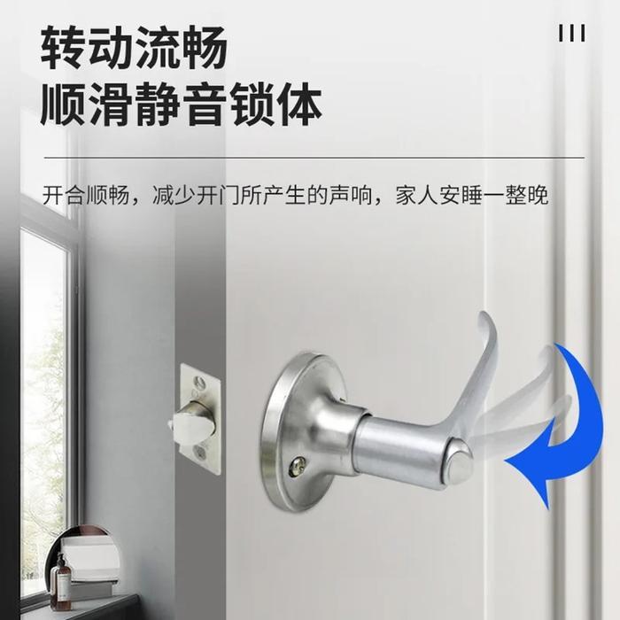 Kunci hitam minimalis handle pintu kamar mandi pvc baja kayu model gagang gaya eropa Bathroom door