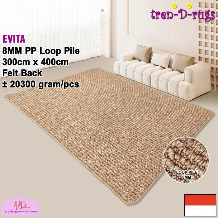 Tren-D-rugs Karpet permadani polos salur tebal jumbo minimalis 300x400