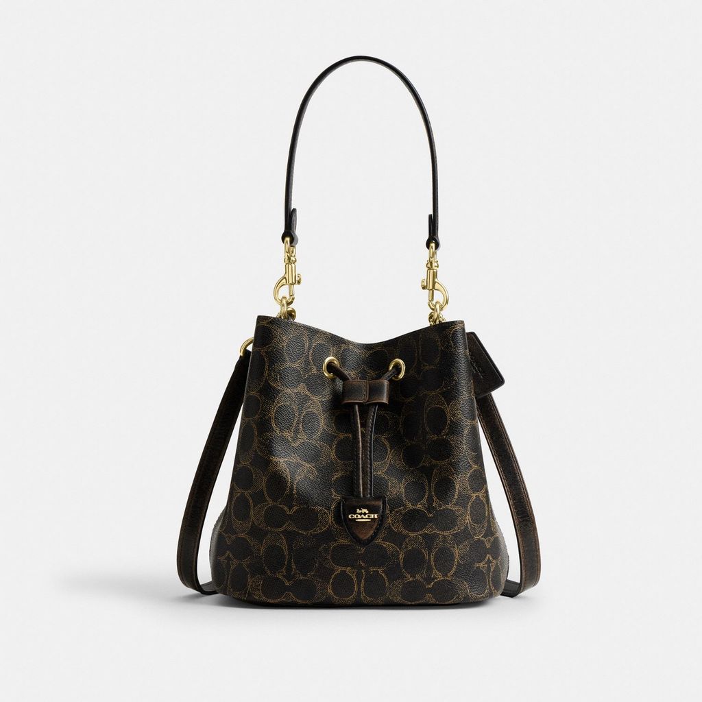 Coach Rowan Bucket Bag In Loved Signature Canvas With Charms - Tas Selempang Wanita