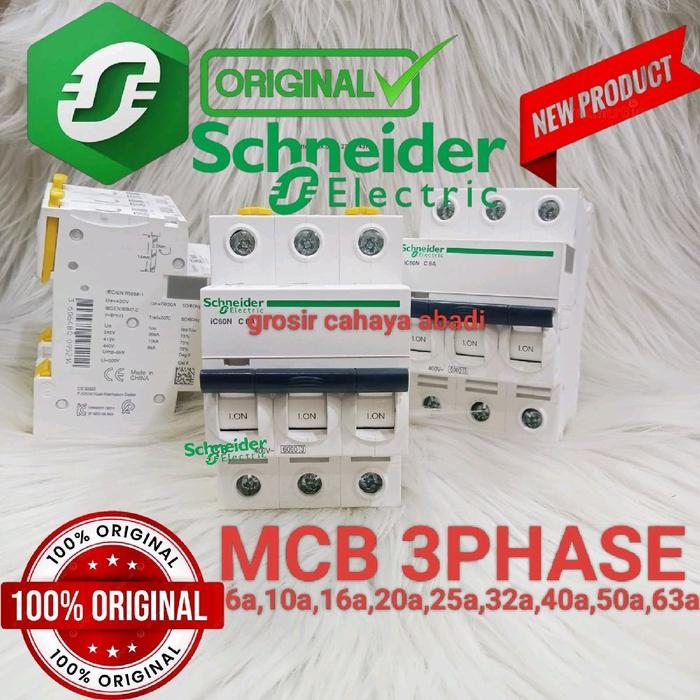 Promo Mcb Schneider 3Phase 50A Ic60N Acty9 A9F74350/Mcb Schneider 3Phase Original 100%