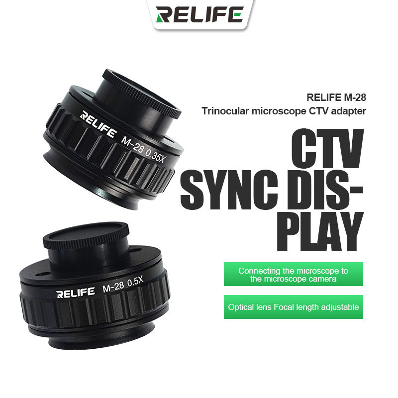 RELIFE M-28 0,35X / 0,5X Adaptor CTV Mikroskop untuk Menghubungkan Mikroskop Stereo Trinokular ke Ka