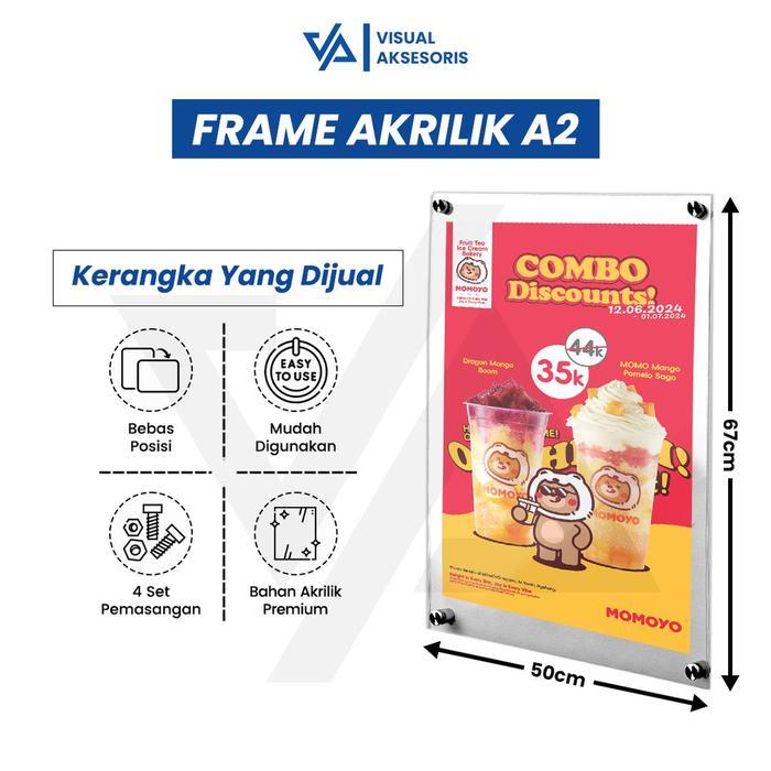 Frame Dinding Akrilik A2 Transparan Bingkai Poster Minimalis