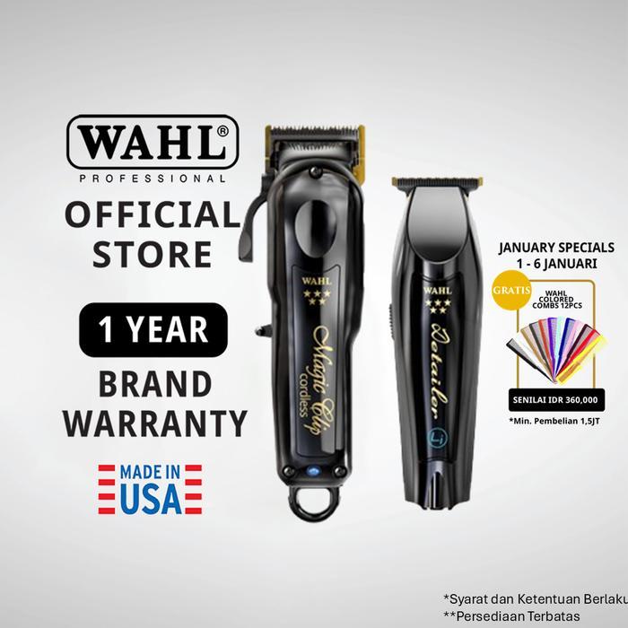 Wahl 5 Star Midnight Black Barber Combo - Alat Cukur Rambut Profesional, Alat Cukur Rambut, Mesin