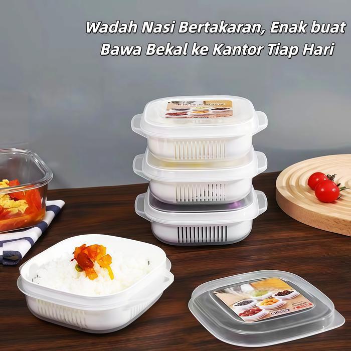 Kotak Penyimpan Nasi 500ml Plastik Berkualitas Tahan Dingin Panas Cocok untuk Microwave dan Freezer