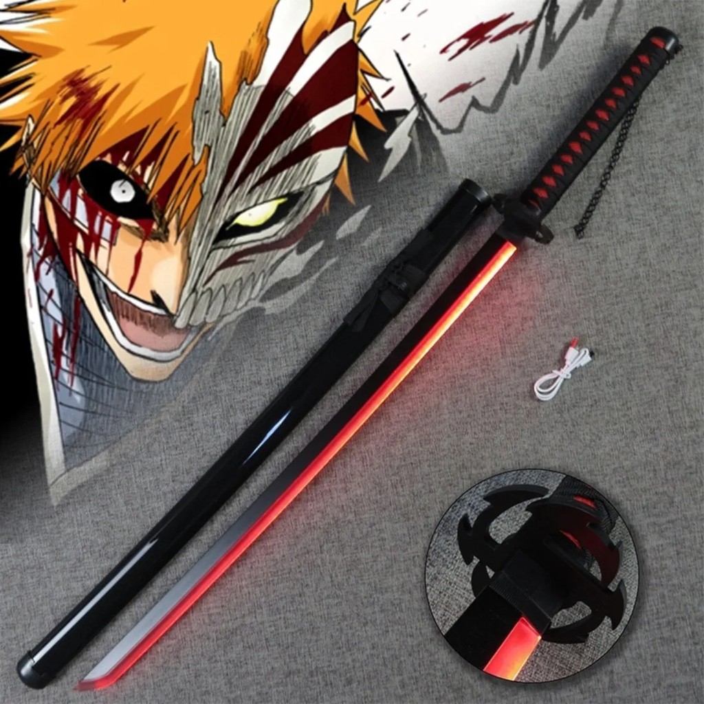 SPECIAL Luminous Bleach Katana Led Light Sword Anime Ichigo Cosplay Prop Ninja Knife Real Japanese K