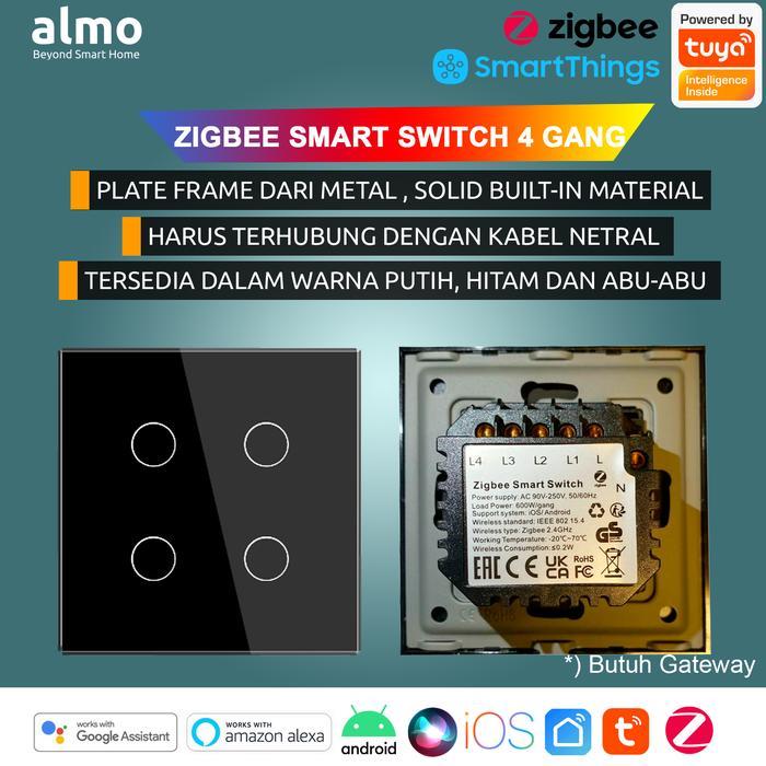 ALMO Tuya Zigbee Smart Switch 4 Gang Home Automation [Premium Quality]