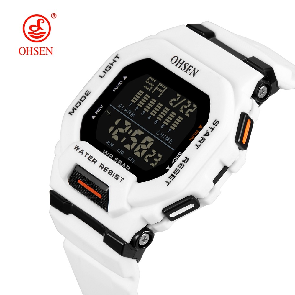 Fashion OHSEN Hombre Male Digital Watches 5ATM Dive Man Mens Sport White Wristwatches Hand clocks