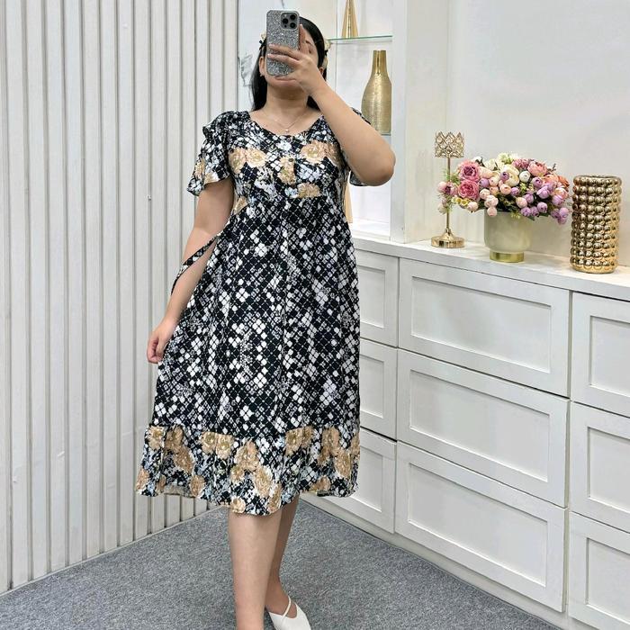 TERLARIS ANNISA FASHION DASTER RAYON BUNGA LENGAN PENDEK ADEM SANTAI