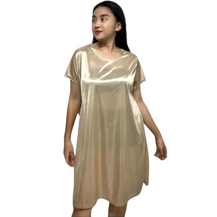 TERLARIS NERINE - MINIDRESS - BAJU TIDUR DINAS MALAM SUTRA METALIK SEXY LEMBUT ADEM TIPIS TRANSPARAN
