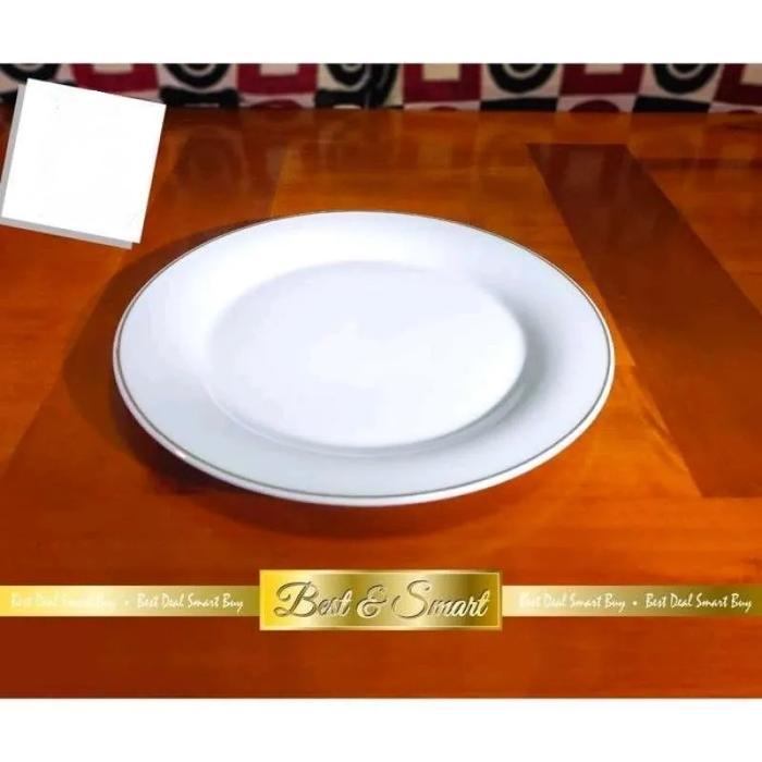 JM Piring Makan Ceper Porselen Keramik Putih 10 inch / 25.5 cm lis mas