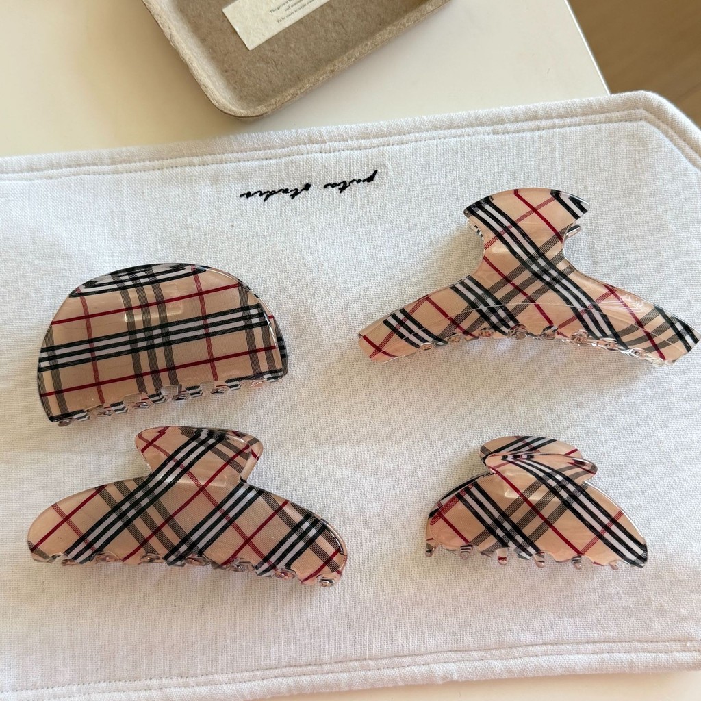 Classic Plaid Large Hair Clip YHJ Fashionable Hair Accessories Shark Clamp Hairdo Hair Accessories